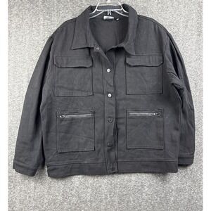 BLVCK Paris Monogram Black Denim Jacket Mens XXL Streetwear Luxury‎ Minimalist